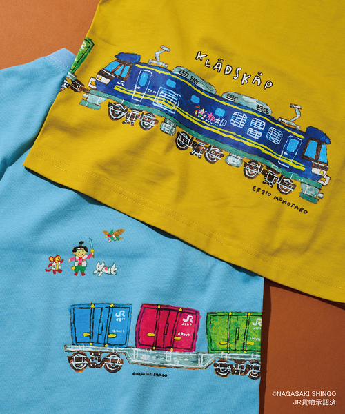 kladskap（クレードスコープ） tシャツ 貨物列車半袖Tシャツ キッズ
