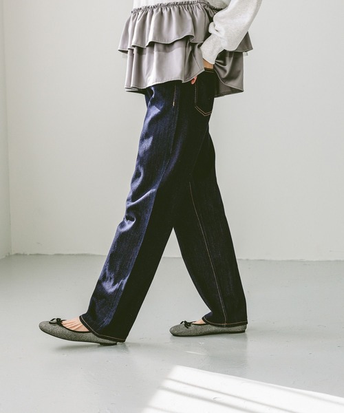 「GLOBAL WORK」 デニムパンツ SMALL ブルー レディース_画像7