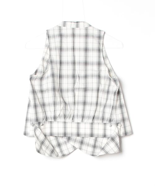 OzzCroce(オッズクローチェ)★白黒チェックベスト(ジレ)／レディース Crossi ベスト ジレ 夏 チェック柄カシュクールベスト レディース