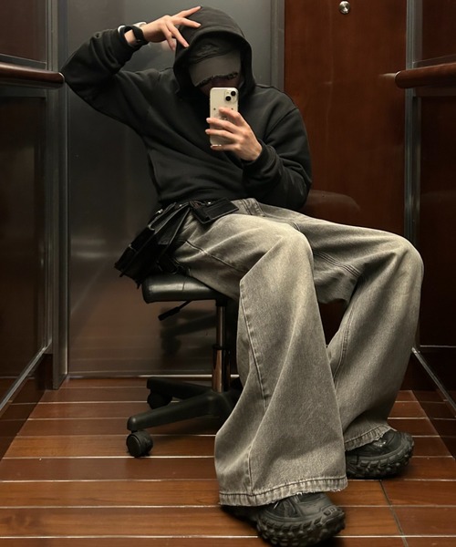 「MASONPRINCE」 ブーツカットデニムパンツ X-LARGE ライトグレー メンズ