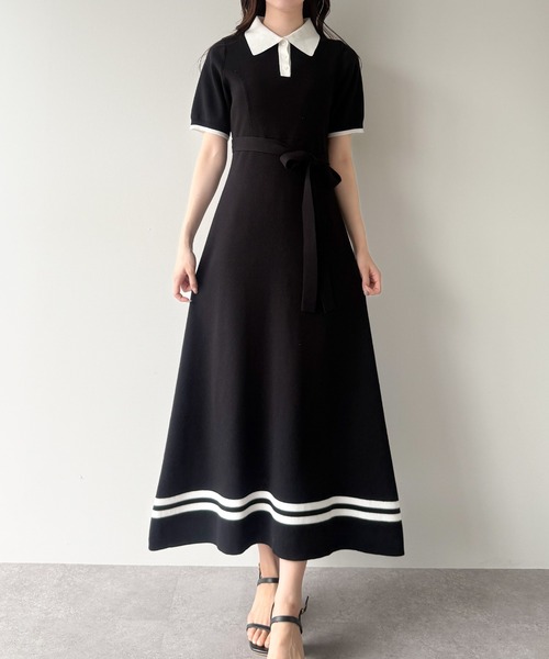 「mipiarl」 半袖ワンピース LARGE チャコール レディース_画像2