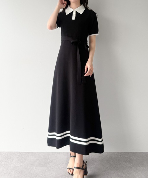 「mipiarl」 半袖ワンピース LARGE チャコール レディース_画像3