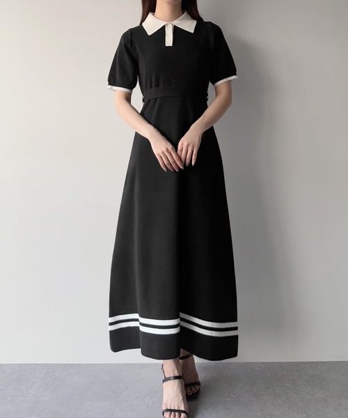 「mipiarl」 半袖ワンピース LARGE チャコール レディース_画像4