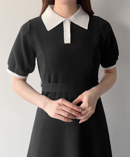 「mipiarl」 半袖ワンピース LARGE チャコール レディース_画像6
