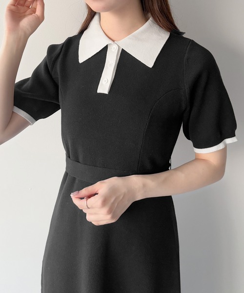 「mipiarl」 半袖ワンピース LARGE チャコール レディース_画像7