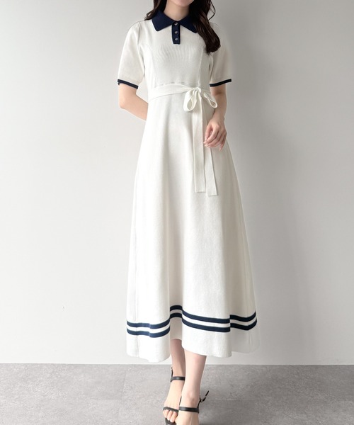 「mipiarl」 半袖ワンピース LARGE チャコール レディース_画像8