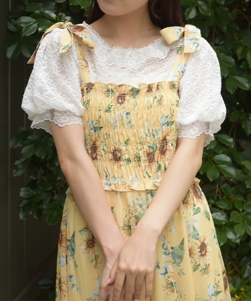 axes femme（アクシーズ ファム） tシャツ 半袖 ぽわん袖総レース