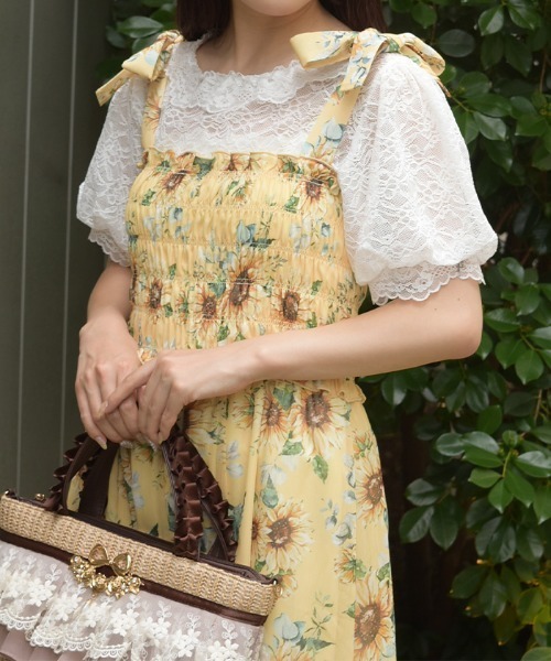 axes femme（アクシーズ ファム） tシャツ 半袖 ぽわん袖総レース