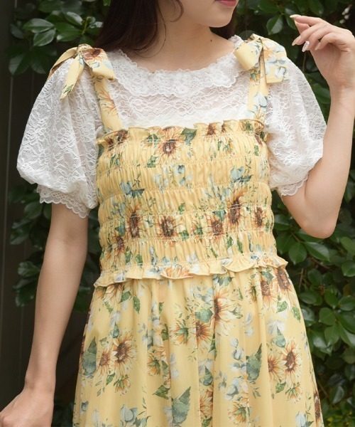 axes femme（アクシーズ ファム） tシャツ 半袖 ぽわん袖総レース