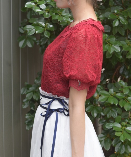axes femme（アクシーズ ファム） tシャツ 半袖 ぽわん袖総レース