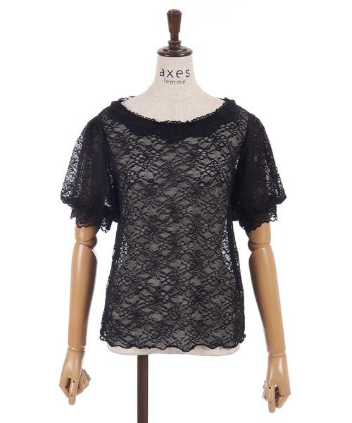 axes femme（アクシーズ ファム） tシャツ 半袖 ぽわん袖総レース