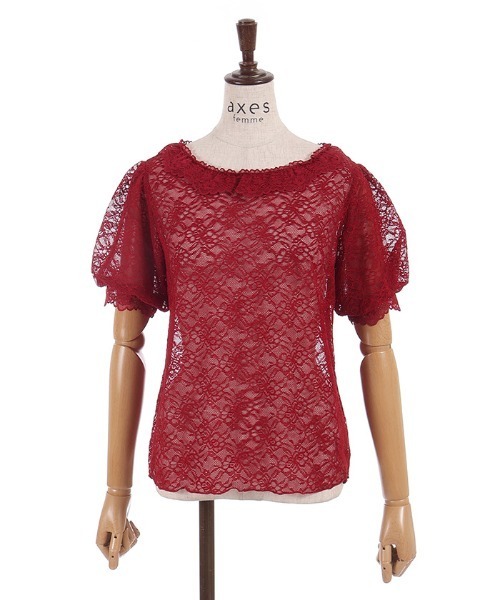 axes femme（アクシーズ ファム） tシャツ 半袖 ぽわん袖総レース
