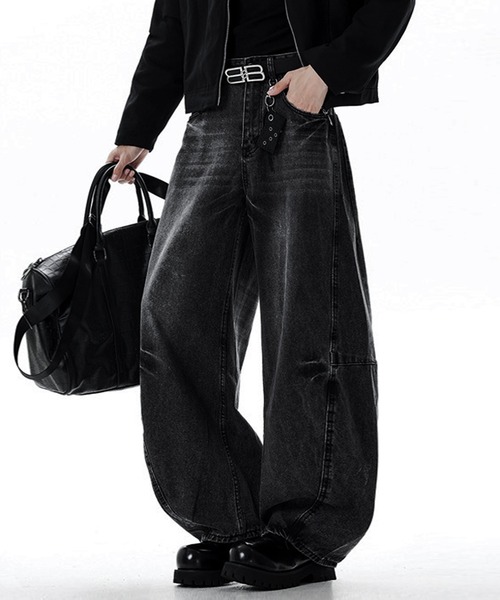 00s Jonny Wolf コーティング 裾ジップ フレア デニムパンツ JOHNNY WOLF（ジョニーウルフ） ワイドパンツ ジーンズ VASH ワイド