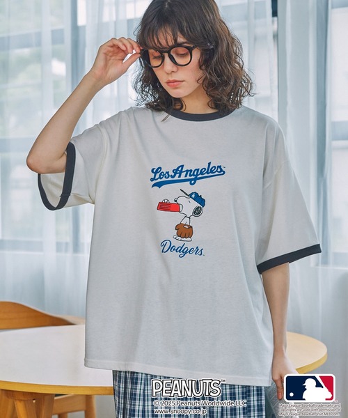 「PEANUTS」 半袖Tシャツ FREE チャコールグレー レディース_画像3