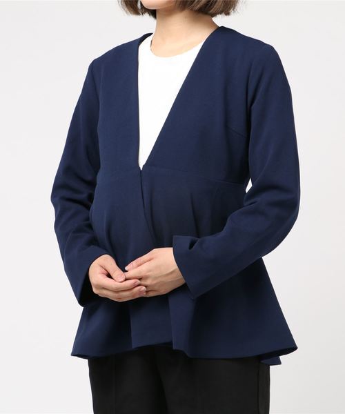 SWEET MOMMY ノーカラーペプラムジャケット＆膝丈マタニティスカート ノーカラーペプラムジャケット 授乳服マタニティウェア