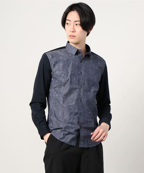 36 割引s メンズ Sサイズ相当 M メンズ Mサイズ相当 L メンズ Lサイズ相当 Ll メンズ Xlサイズ相当 オフホワイト ネイビー定番のお歳暮 冬ギフト シャツ ブラウス High Street フローラルストライプコンビシャツ シャツ カジュアルシャツ メンズ