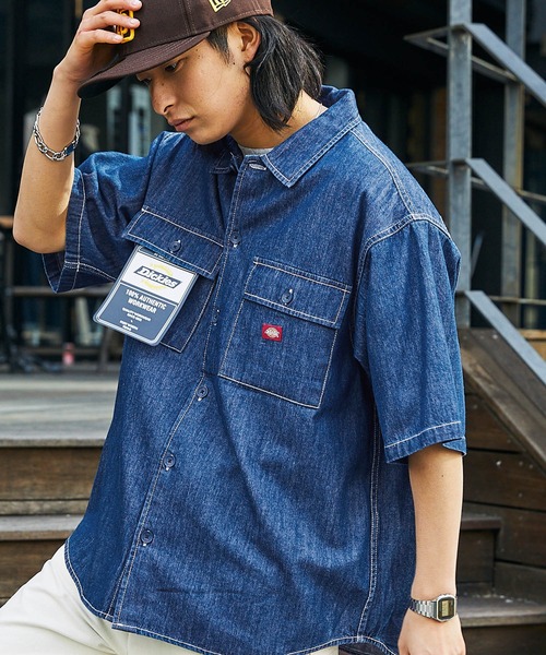 Dickies（ディッキーズ） シャツ 半袖 ワッペン刺繍ツイル半袖ワーク