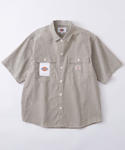 Dickies ワークシャツ 刺繍 Dickies ディッキーズ 刺繍 ワッペン ワークシャツ ネイビー M