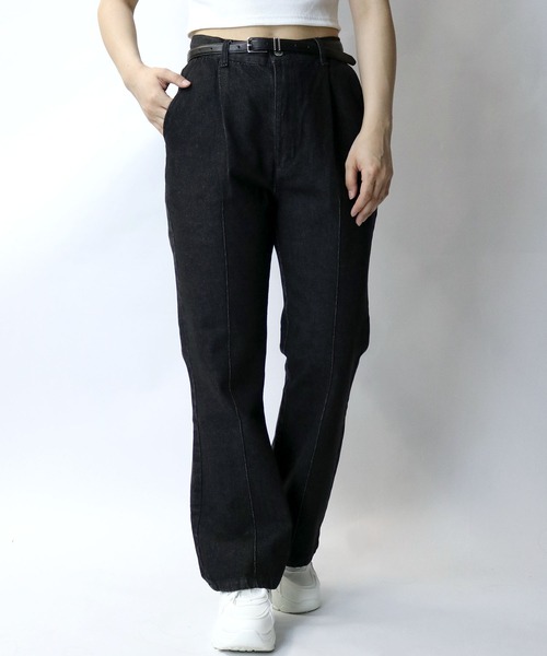INPERFECT DENIM ブラックデニムパンツ ウエスト29 5P Zipper Front Denim Pants(28(MEN) Black Vintage Wash