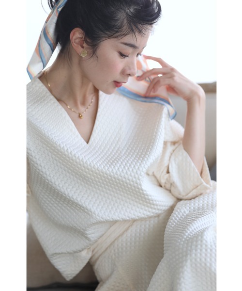 cawaii ぽこぽこ浮かび上がるダイヤ柄プルオーバートップス