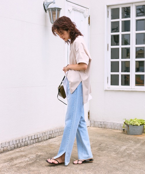 MONN.:.(モン) slit DENIM スリットデニム スカイブルー 36