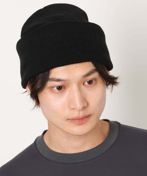 【AAPE】メンズ 帽子 ロゴ ビーニー ハット ワッチ ニット帽 黒 A BATHING APE(アベイシングエイプ) ニットキャップ・ビーニー
