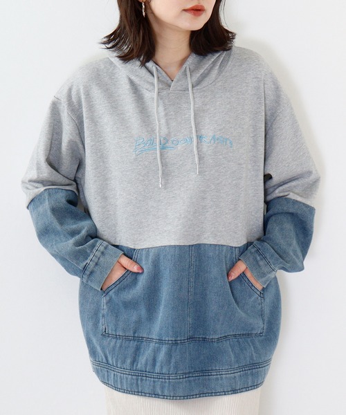 パーカー A.N.L デニム切替フーディ レディース : ZOZOTOWN Yahoo!店