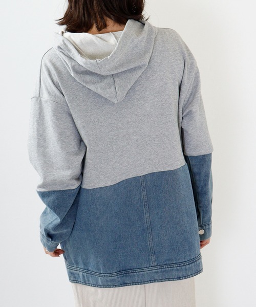 パーカー A.N.L デニム切替フーディ レディース : ZOZOTOWN Yahoo!店