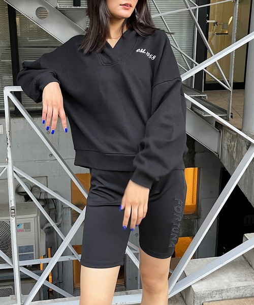 トレーナー スウェット バック刺繍Vネックスウェット レディース Roger&Raw トレーナー スウェット バック刺繍Vネックスウェット