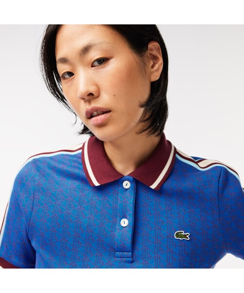新品未使用品　［最終価格箱無し］ ラコステニットポロシャツ　レディースＬサイズ LACOSTE ポロシャツ ポロ モノグラムジャカードコットンニット
