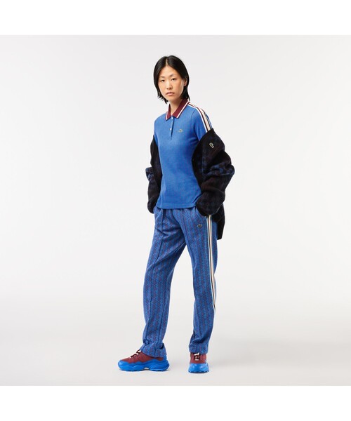 LACOSTE ポロシャツ ポロ モノグラムジャカードコットンニット