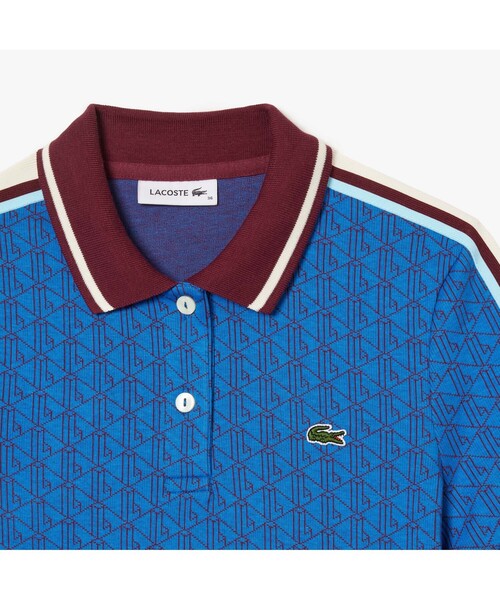LACOSTE ポロシャツ ポロ モノグラムジャカードコットンニット