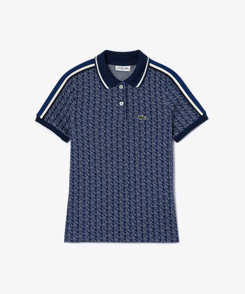LACOSTE ポロシャツ ポロ モノグラムジャカードコットンニット