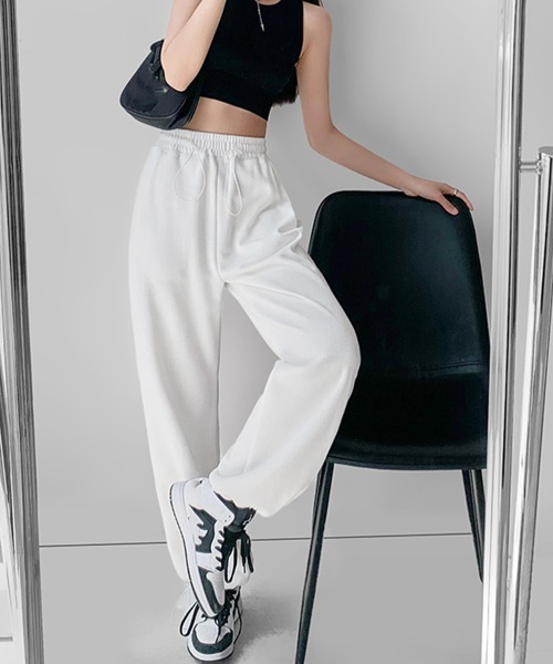 ●NERDY● Women's シャーリング スウェットパンツ (2色) ノルディ NERDY W'S SHIRRING SWEATPANTS （BLACK