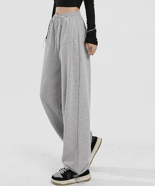 ●NERDY● Women's シャーリング スウェットパンツ (2色) ノルディ NERDY W'S SHIRRING SWEATPANTS （BLACK