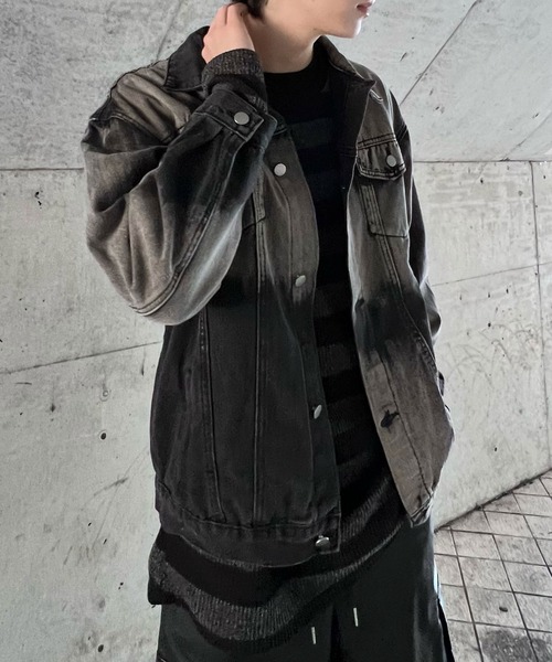 デニムジャケット gジャン オーバーダイカラーデニムジャケット