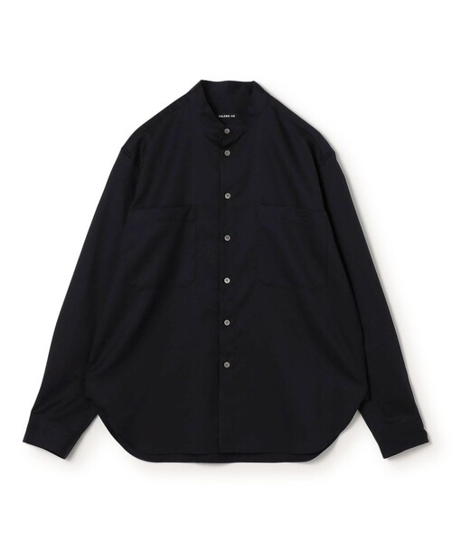 トップス GALERIE VIE ウォッシャブルレーヨン ノーカラーシャツ