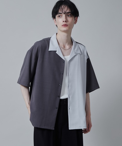【KOCHE】SILKカラーブロック パッチワーク オーバーサイズ ポロシャツ KOCHE】SILKカラーブロック パッチワーク オーバーサイズ ポロシャツ