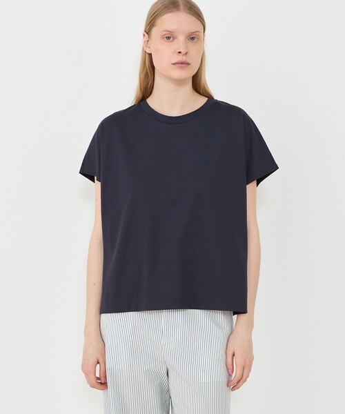 tシャツ ファインコットン ワイドクルーネックプルオーバー レディース GALERIE VIE tシャツ ファインコットン ワイドクルーネックプル
