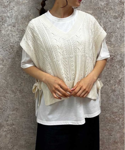 axes femme tシャツ ニットベスト×半袖Tセット レディース