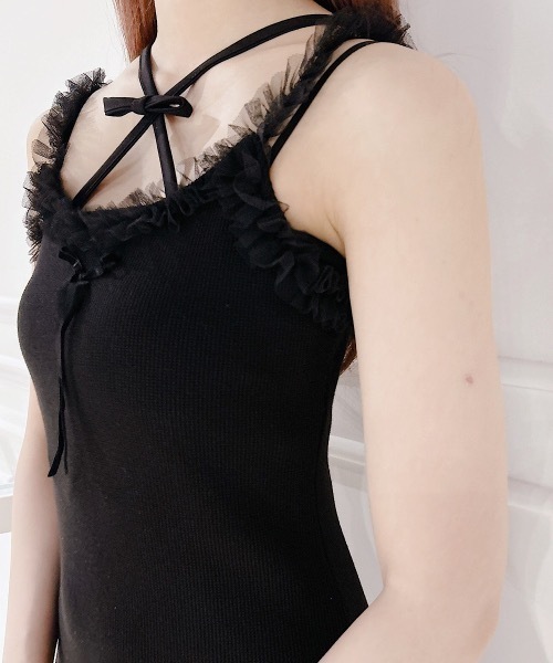 lilLilly（リルリリー） クロスリボンカップ付きキャミソール/チューブ