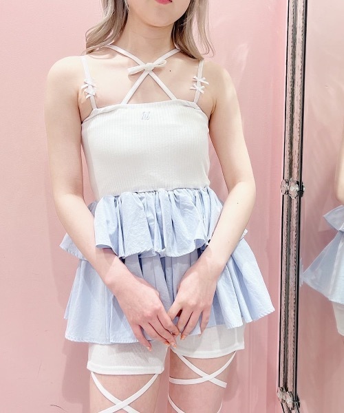 lilLilly キャミソール クロスリボンカップキャミソール