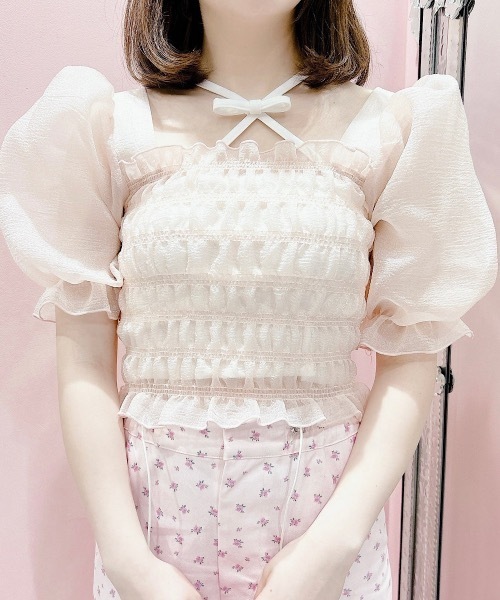 lilLilly（リルリリー） クロスリボンカップ付きキャミソール/チューブ