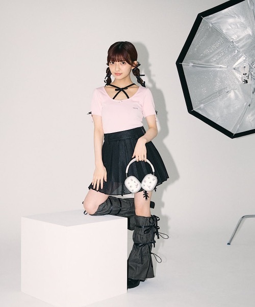 lilLilly リルリリー　キャミソール　リボン　お腹　キャミソール lilLilly キャミソール クロスリボンカップキャミソール