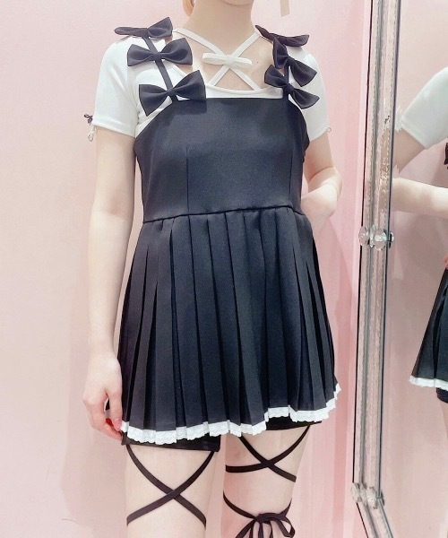 lilLilly リルリリー キャミソール リボン お腹 キャミソール lilLilly キャミソール クロスリボンカップキャミソール
