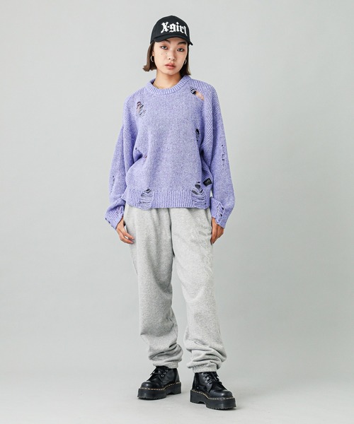 X-girl スウェットパンツ ジャージ RHINESTONE STAR CURSIVE