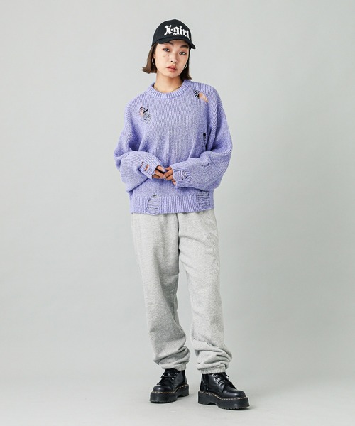 X-girl スウェット LOGO PATCH PIGMENT DYED ZIP UP SWEAT HOODIE（パーカー）｜X