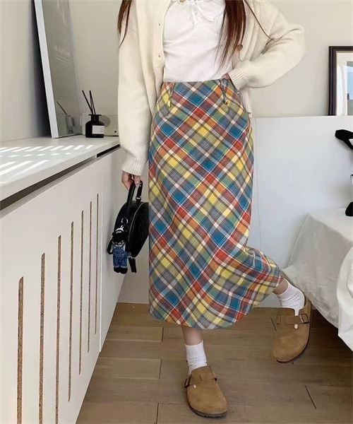 FREE STYLISTS スカート チェック柄ロングタイトスカート