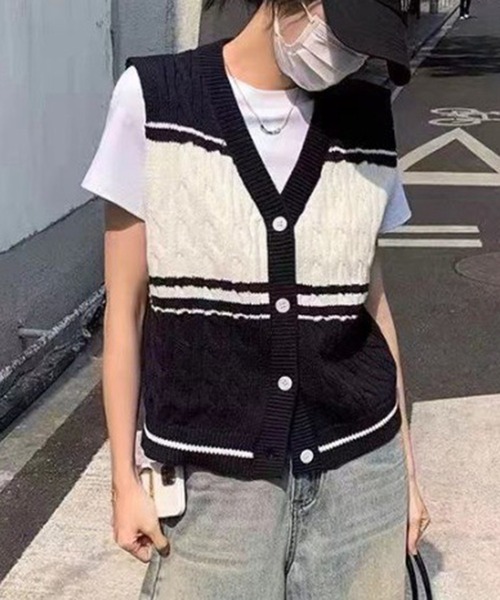 ベスト ジレ マルチボーダー ベスト レディース ベスト ジレ マルチボーダーニットベスト レディース : ZOZOTOWN