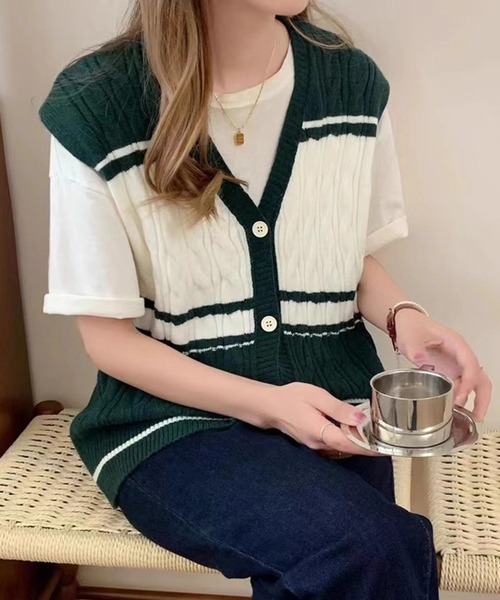 ベスト ジレ マルチボーダー ベスト レディース ベスト ジレ マルチボーダーニットベスト レディース : ZOZOTOWN